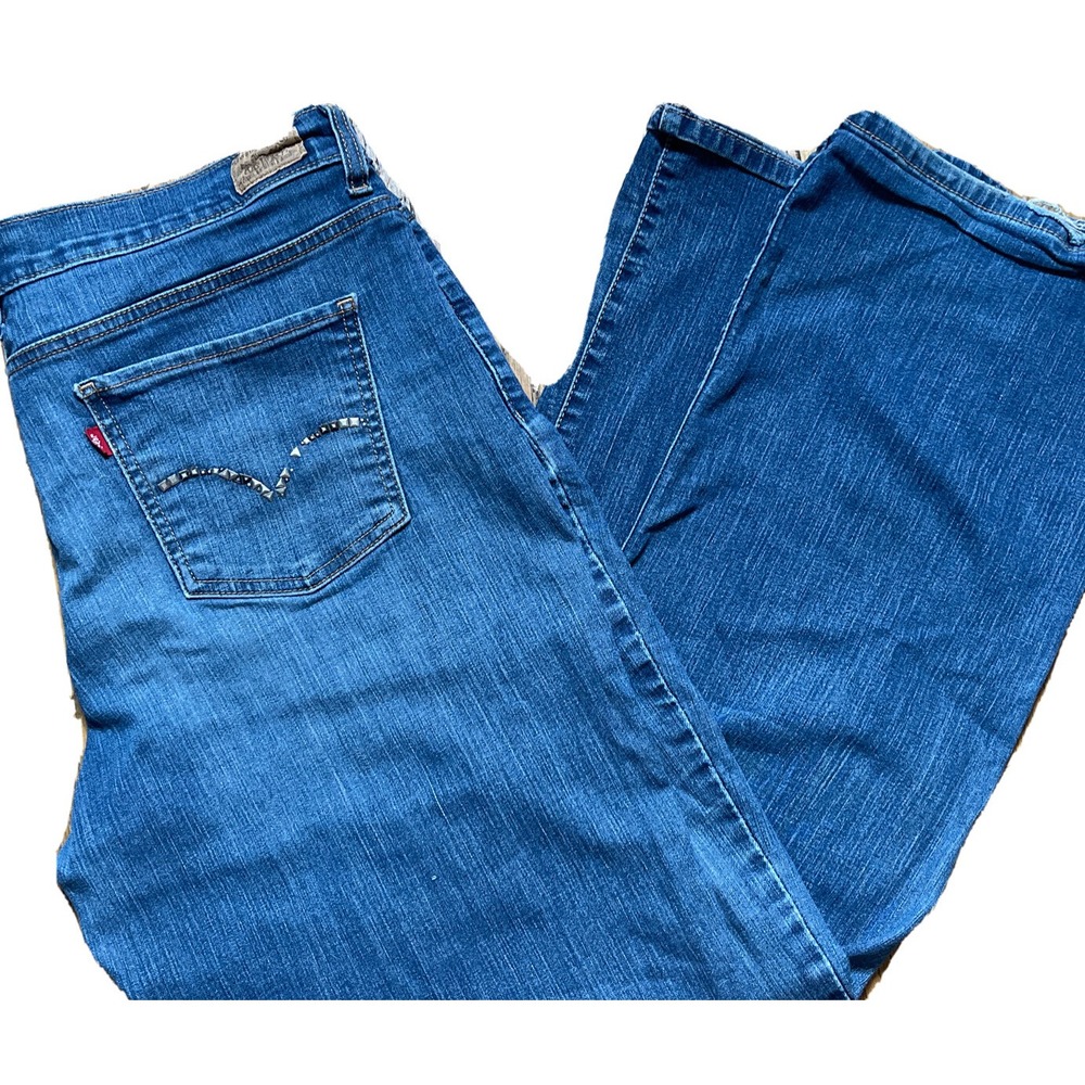 LEVI'S Perfectly Slimming 512 Stretch Bootcut Blue Jeans 18 M Bling Pocket Levis